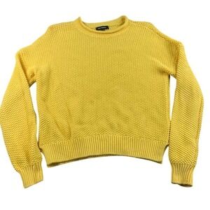 525 America Sweater Women S Chunky Knit Pullover Yellow‎ 100% Cotton Crew Neck